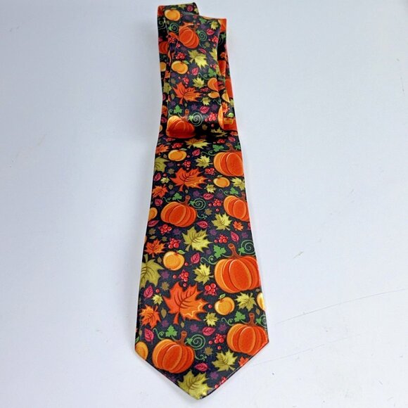 Lot of FOUR Men's Novelty Thanksgiving Neck Ties Pumpkins Turkeys No Brand 56" - Picture 8 of 15